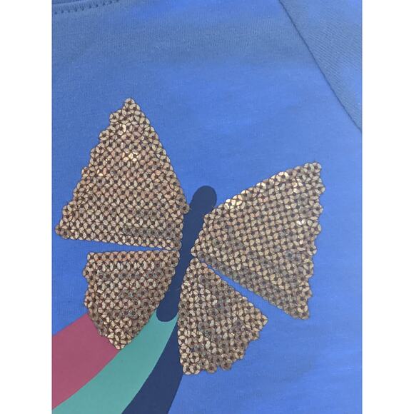 Cat & Jack TShirt Blue 2T Toddler Girls Sequin Rainbow Butterfly Tee Periwinkle - Picture 2 of 9
